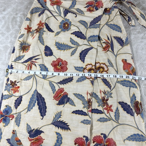 Talbots Cotton Floral Wrap Midi Skirt Size 8 Boho Cottagecore Coastal Chic - Picture 8 of 11